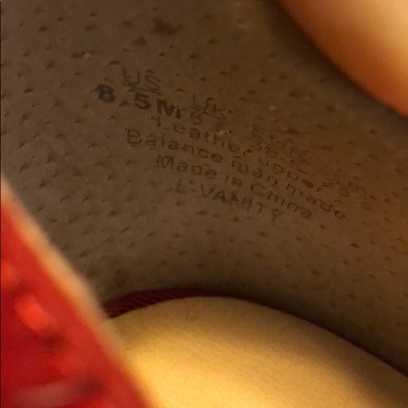 Red Suede Franco Sarto half block pumps - Picture 4 of 6